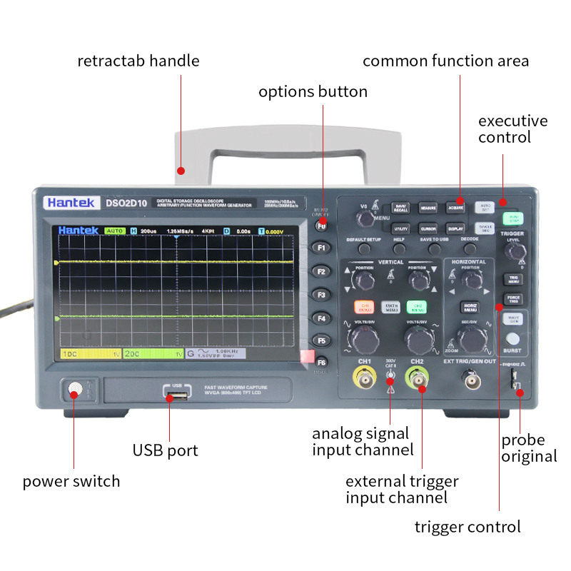 Hantek DSO2D10 Digital Storage - đánh giá và giá Digital Storage Oscilloscope 100Mhz